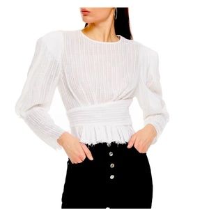 IRO • Touvois frayed pleated woven blouse • Size 8